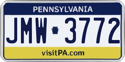 PA license plate JMW3772