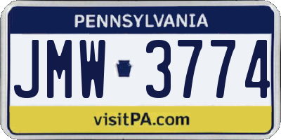 PA license plate JMW3774