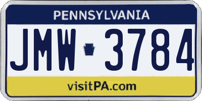 PA license plate JMW3784
