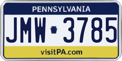 PA license plate JMW3785