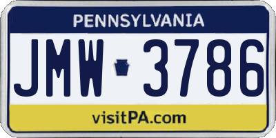 PA license plate JMW3786