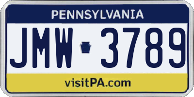 PA license plate JMW3789