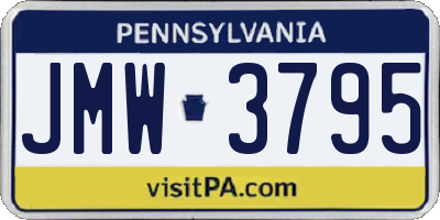 PA license plate JMW3795