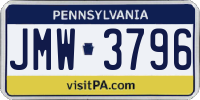 PA license plate JMW3796