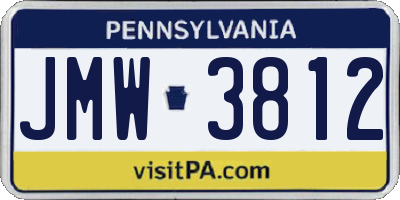 PA license plate JMW3812