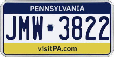 PA license plate JMW3822