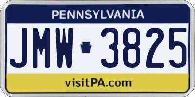 PA license plate JMW3825