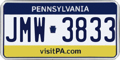 PA license plate JMW3833