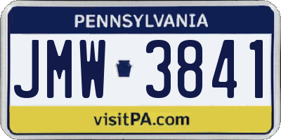 PA license plate JMW3841