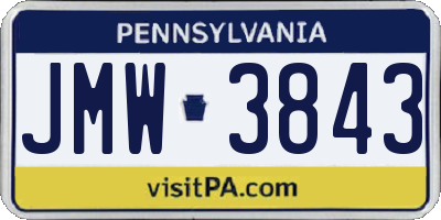 PA license plate JMW3843