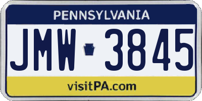 PA license plate JMW3845