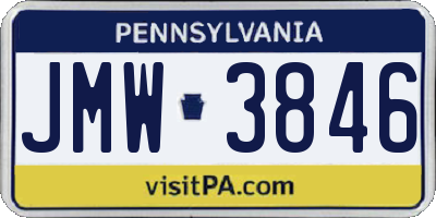 PA license plate JMW3846
