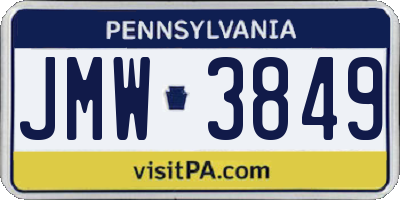 PA license plate JMW3849