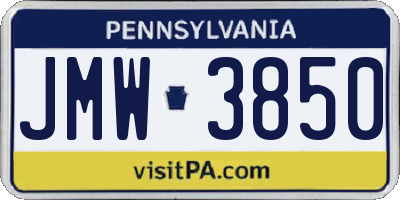 PA license plate JMW3850