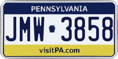 PA license plate JMW3858