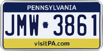 PA license plate JMW3861