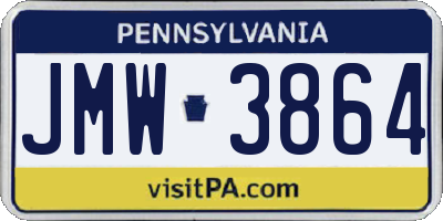 PA license plate JMW3864