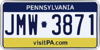 PA license plate JMW3871