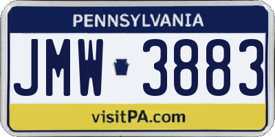 PA license plate JMW3883