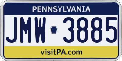 PA license plate JMW3885