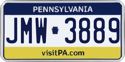 PA license plate JMW3889