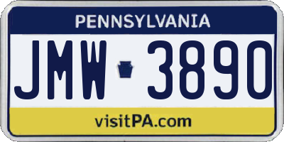 PA license plate JMW3890