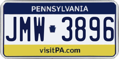 PA license plate JMW3896