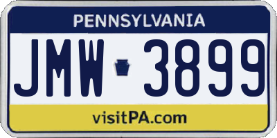 PA license plate JMW3899