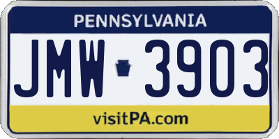 PA license plate JMW3903