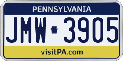 PA license plate JMW3905
