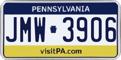 PA license plate JMW3906