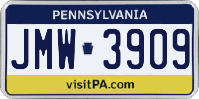 PA license plate JMW3909
