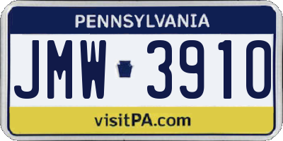 PA license plate JMW3910