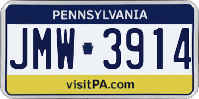PA license plate JMW3914