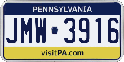 PA license plate JMW3916