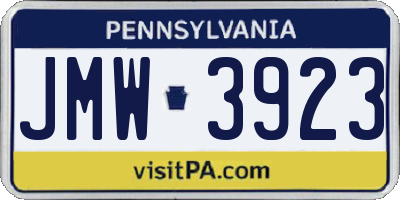 PA license plate JMW3923