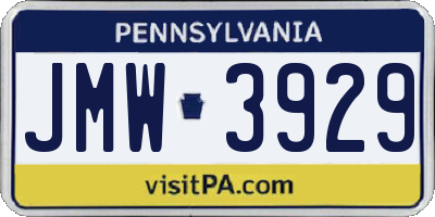 PA license plate JMW3929