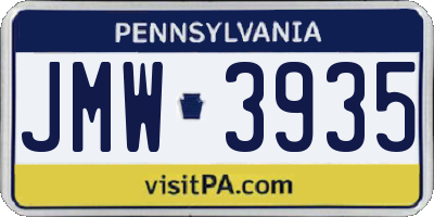 PA license plate JMW3935