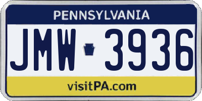 PA license plate JMW3936