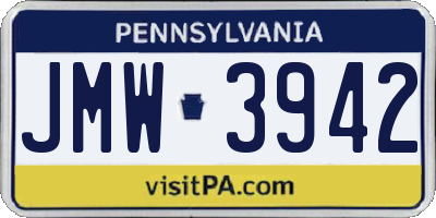 PA license plate JMW3942