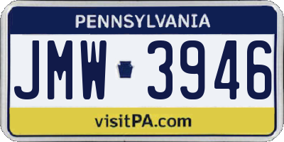 PA license plate JMW3946