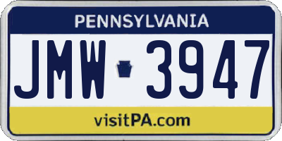 PA license plate JMW3947