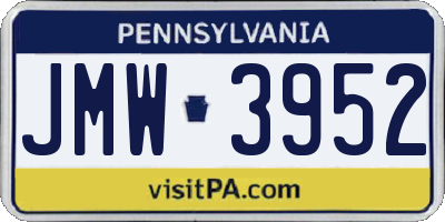 PA license plate JMW3952