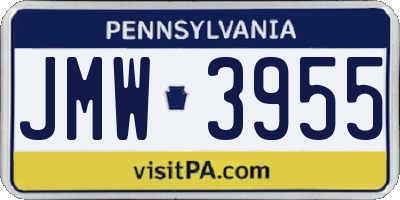 PA license plate JMW3955