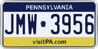 PA license plate JMW3956