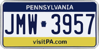 PA license plate JMW3957