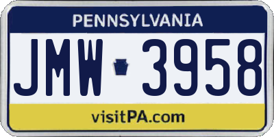 PA license plate JMW3958