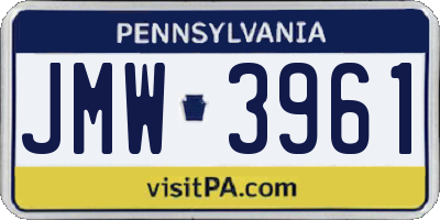 PA license plate JMW3961