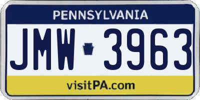 PA license plate JMW3963