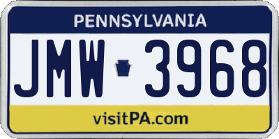 PA license plate JMW3968